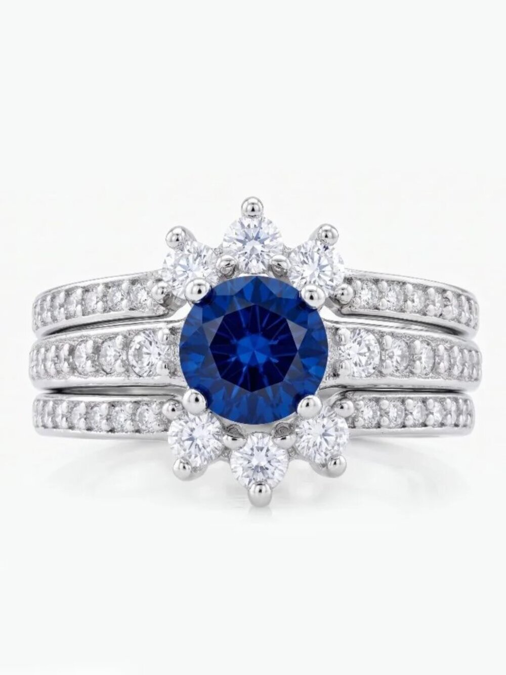 Blue Sapphire Gemstone ring set, 925 Sterling Silver Charmed Aroma